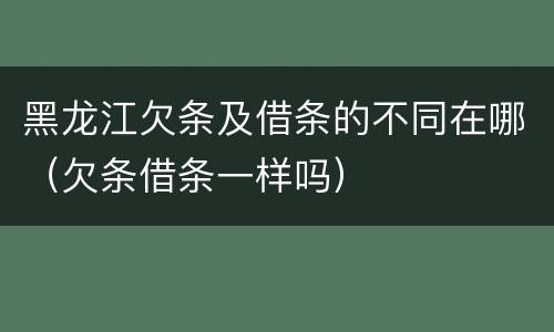 黑龙江欠条及借条的不同在哪（欠条借条一样吗）