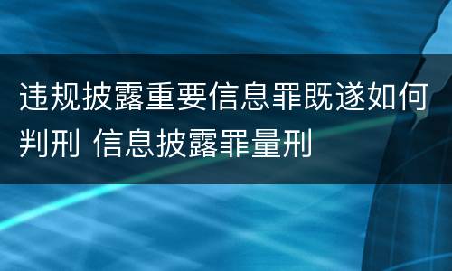 违规披露重要信息罪既遂如何判刑 信息披露罪量刑