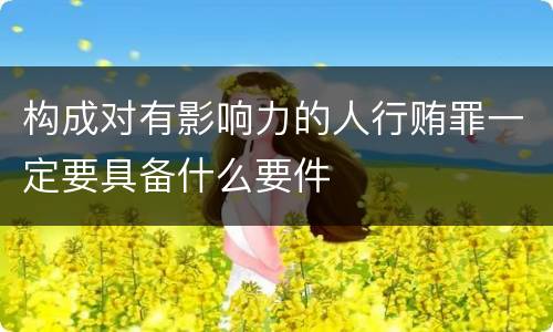 构成对有影响力的人行贿罪一定要具备什么要件
