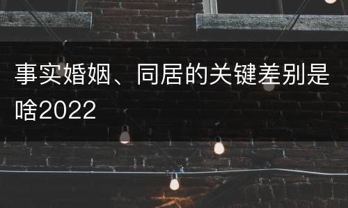 事实婚姻、同居的关键差别是啥2022
