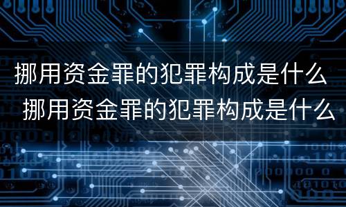 挪用资金罪的犯罪构成是什么 挪用资金罪的犯罪构成是什么案件