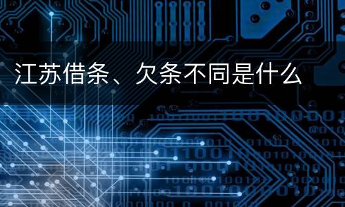 江苏借条、欠条不同是什么