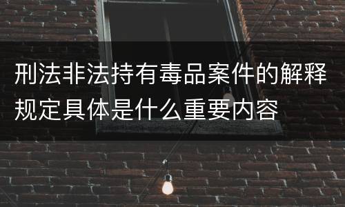 刑法非法持有毒品案件的解释规定具体是什么重要内容