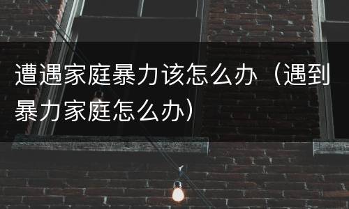 遭遇家庭暴力该怎么办（遇到暴力家庭怎么办）