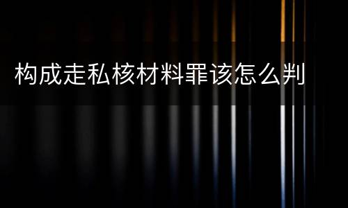 构成走私核材料罪该怎么判
