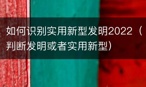 如何识别实用新型发明2022（判断发明或者实用新型）