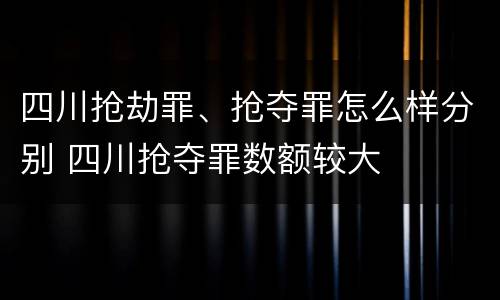四川抢劫罪、抢夺罪怎么样分别 四川抢夺罪数额较大