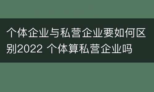 个体企业与私营企业要如何区别2022 个体算私营企业吗