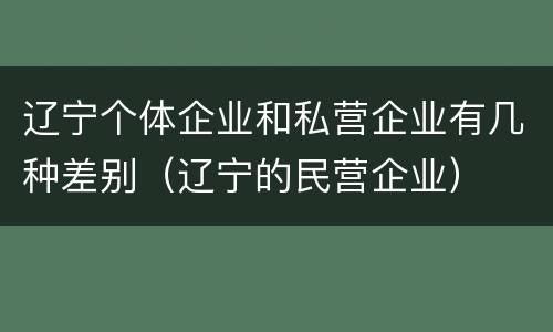 辽宁个体企业和私营企业有几种差别（辽宁的民营企业）