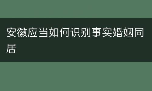 安徽应当如何识别事实婚姻同居