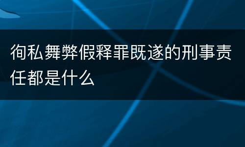 徇私舞弊假释罪既遂的刑事责任都是什么