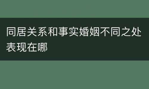 同居关系和事实婚姻不同之处表现在哪