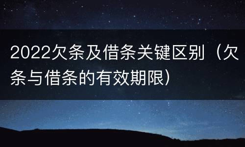 2022欠条及借条关键区别（欠条与借条的有效期限）