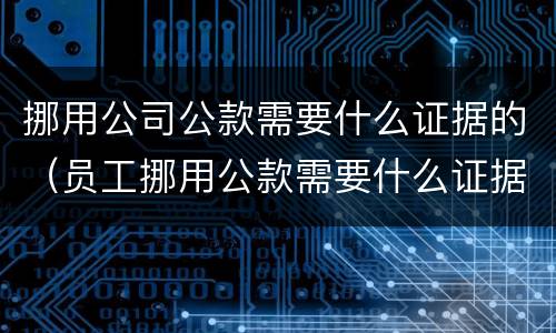 挪用公司公款需要什么证据的（员工挪用公款需要什么证据）