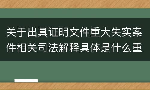 关于出具证明文件重大失实案件相关司法解释具体是什么重要规定