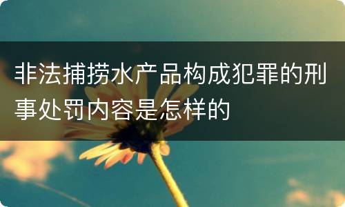 非法捕捞水产品构成犯罪的刑事处罚内容是怎样的