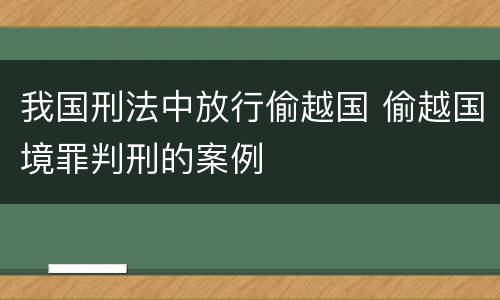 我国刑法中放行偷越国 偷越国境罪判刑的案例