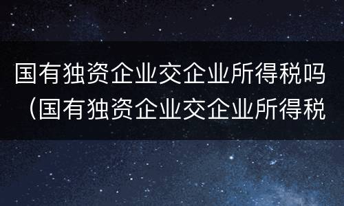 国有独资企业交企业所得税吗（国有独资企业交企业所得税吗现在）