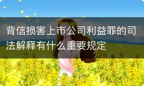 背信损害上市公司利益罪的司法解释有什么重要规定