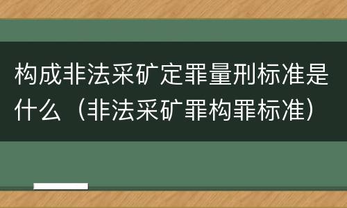 构成非法采矿定罪量刑标准是什么（非法采矿罪构罪标准）