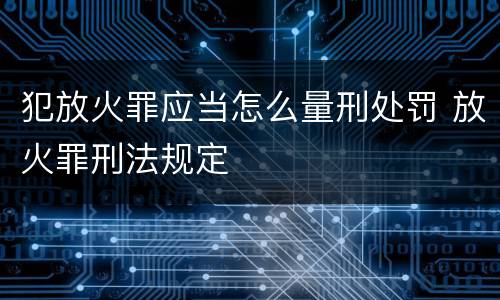犯放火罪应当怎么量刑处罚 放火罪刑法规定