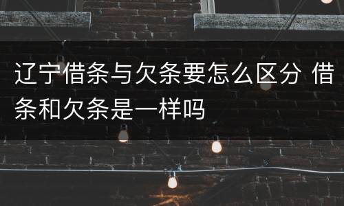 辽宁借条与欠条要怎么区分 借条和欠条是一样吗