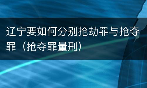 辽宁要如何分别抢劫罪与抢夺罪（抢夺罪量刑）