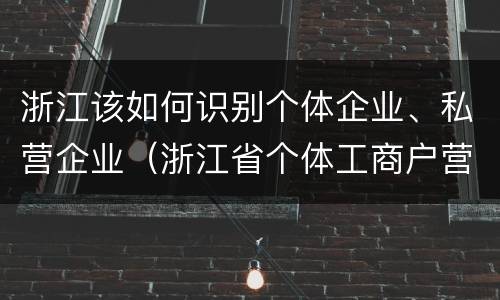 浙江该如何识别个体企业、私营企业（浙江省个体工商户营业执照）