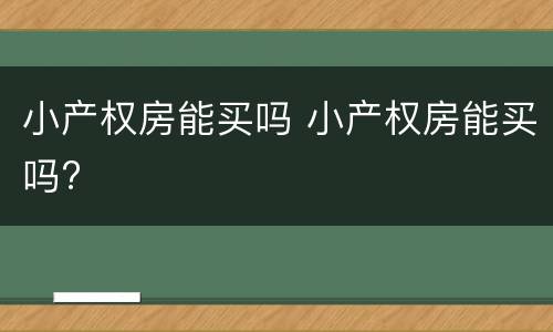 小产权房能买吗 小产权房能买吗?