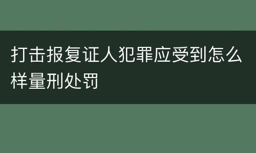 打击报复证人犯罪应受到怎么样量刑处罚