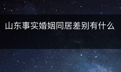山东事实婚姻同居差别有什么