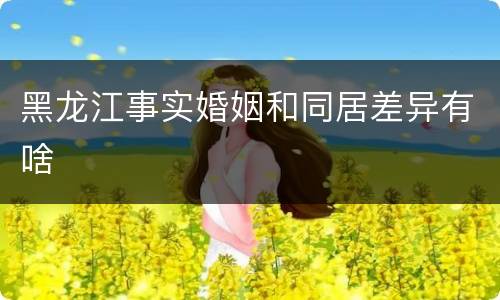 黑龙江事实婚姻和同居差异有啥