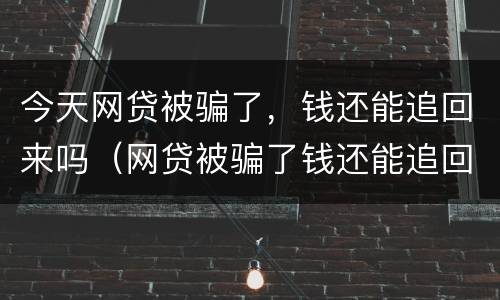今天网贷被骗了,钱还能追回来吗(网贷被骗了钱还能追回来吗?)