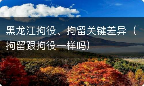 黑龙江拘役、拘留关键差异（拘留跟拘役一样吗）