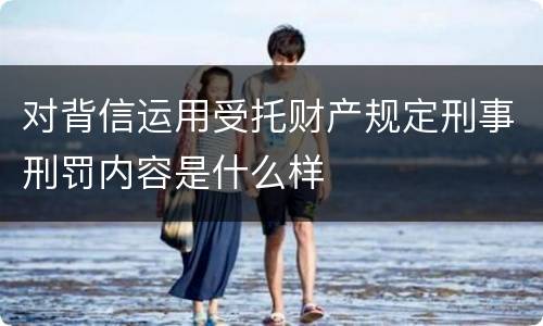 对背信运用受托财产规定刑事刑罚内容是什么样