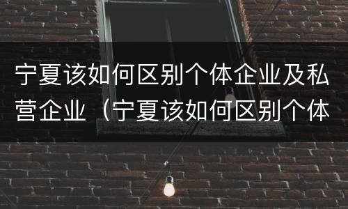 宁夏该如何区别个体企业及私营企业（宁夏该如何区别个体企业及私营企业呢）