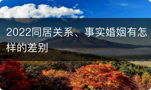 2022同居关系、事实婚姻有怎样的差别