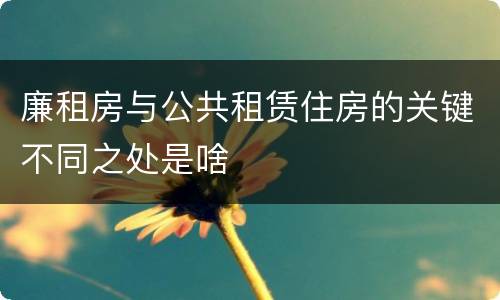 廉租房与公共租赁住房的关键不同之处是啥