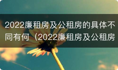 2022廉租房及公租房的具体不同有何（2022廉租房及公租房的具体不同有何区别）