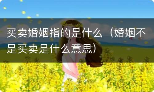 买卖婚姻指的是什么（婚姻不是买卖是什么意思）