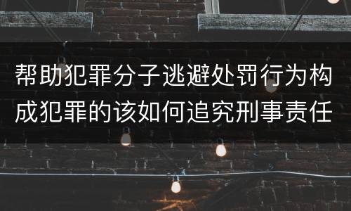 帮助犯罪分子逃避处罚行为构成犯罪的该如何追究刑事责任