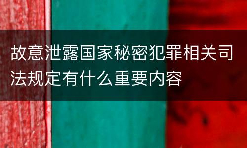 故意泄露国家秘密犯罪相关司法规定有什么重要内容