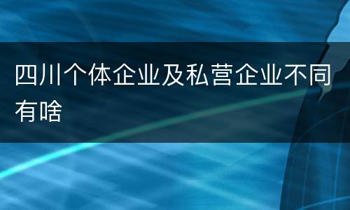 四川个体企业及私营企业不同有啥