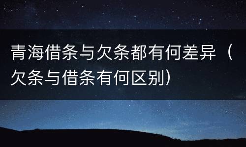 青海借条与欠条都有何差异（欠条与借条有何区别）