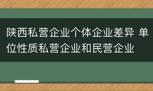 陕西私营企业个体企业差异 单位性质私营企业和民营企业