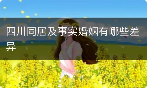 四川同居及事实婚姻有哪些差异