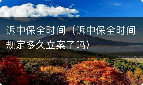 诉中保全时间（诉中保全时间规定多久立案了吗）