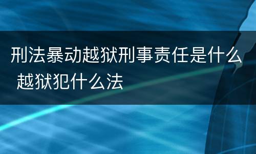 刑法暴动越狱刑事责任是什么 越狱犯什么法