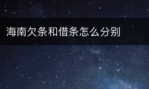 海南欠条和借条怎么分别