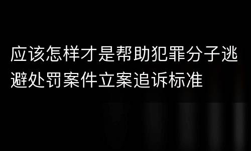 应该怎样才是帮助犯罪分子逃避处罚案件立案追诉标准